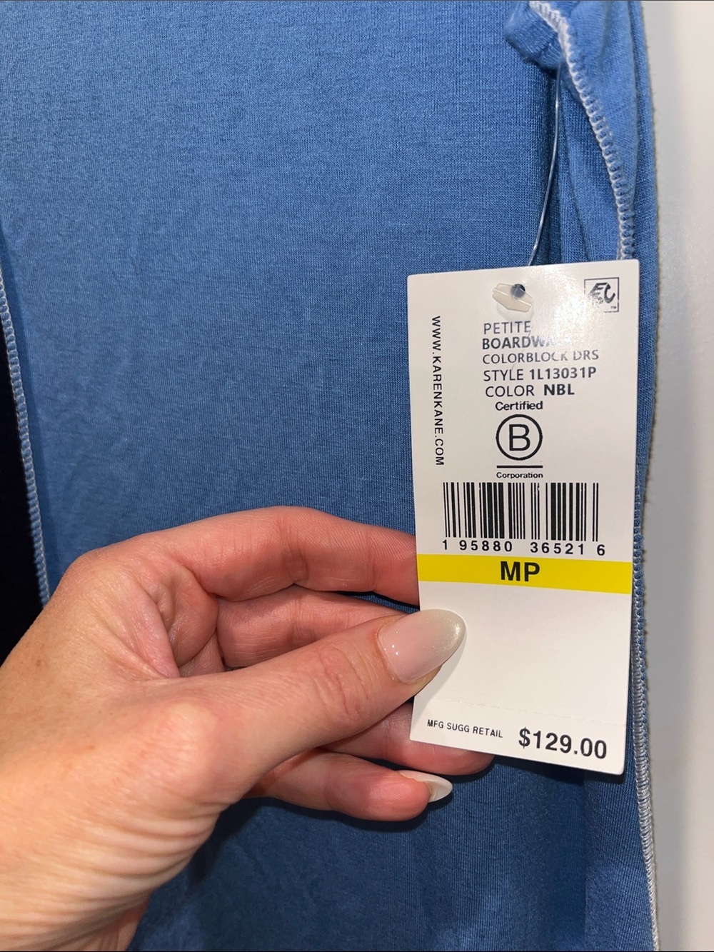 NEW KAREN KANE sleeveless colorblock petite boardwalk midi dress navy blue NWT - Picture 4 of 8